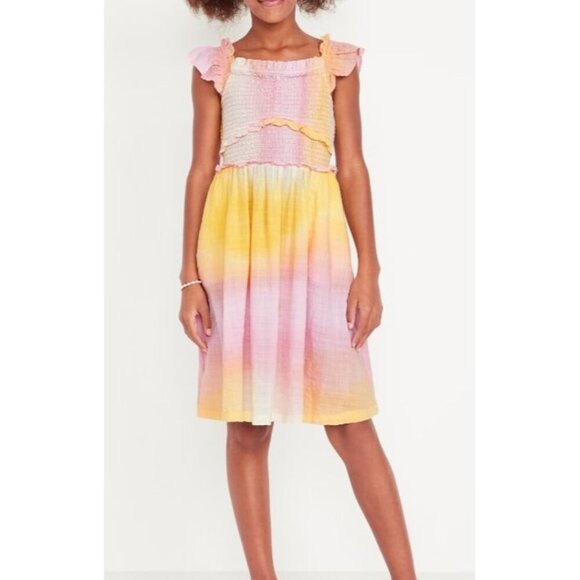 Old Navy Girls Dress 5T Smocked Fit & Flare Flutter Sleeve Printed NWT $34.99 - Picture 1 of 6